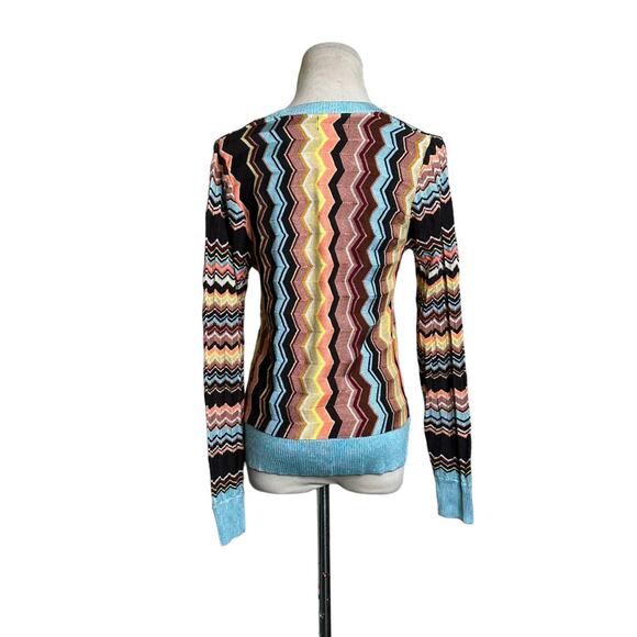 Missoni Vibrant Zig Zag Chevron Buttoned Cardigan Sweater Size Small - Picture 2 of 8